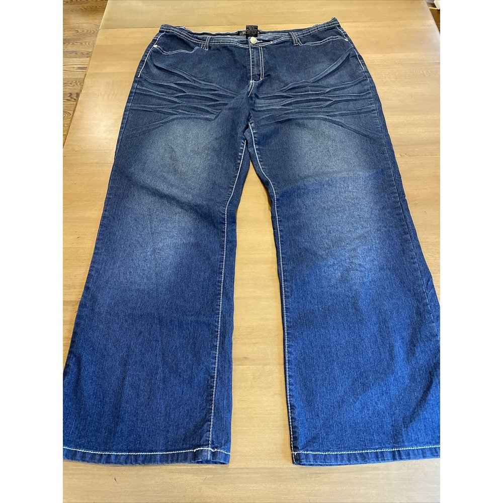 Drama Gold Jeans Women's Size 18 Med Wash Pocket Emblish Wide Leg